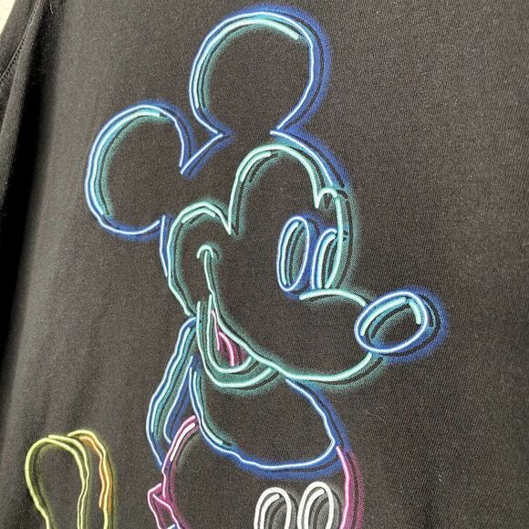 Disney Mickey Mouse Neon Line Portrait Tank Top Workout Pullover Black Size XL - Picture 3 of 7